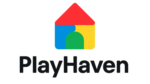 PlayHaven byggdelar i färgglada stavar och kopplingar – hållbart byggset för barn.