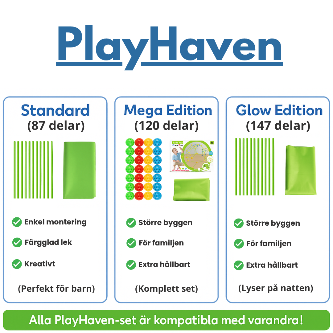 Färgglada stavar från PlayHaven byggset – hållbara delar för barnens kreativa lek.